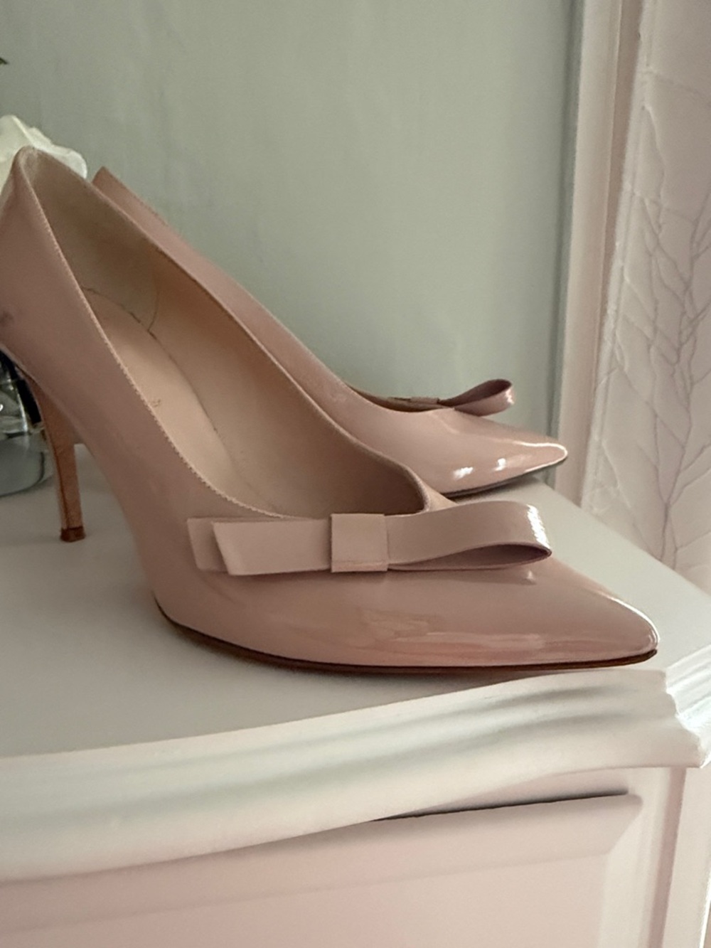 kate spade Pink Patent Pointed-Toe Heels with Bow Accent - Picture 2 of 4